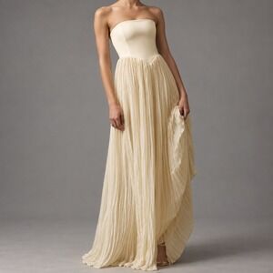 DELFI Collective Lourdes Dress XS Ivory Corset Pleated Wedding Formal